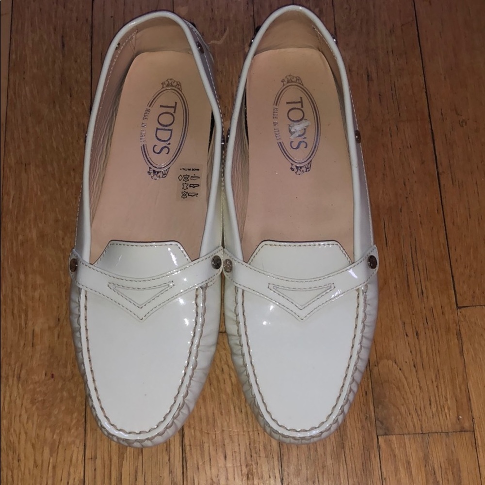 Tod's White Leather Loafers